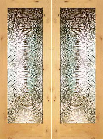 WDMA 48x96 Door (4ft by 8ft) Interior Barn Knotty Alder Full Lite Double Door FG-9 Swirl Glass 1