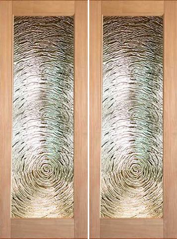 WDMA 48x96 Door (4ft by 8ft) Interior Barn Tropical Hardwood Full Lite Double Door FG-9 Swirl Glass 1