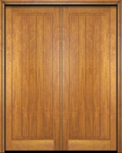 WDMA 48x96 Door (4ft by 8ft) Interior Swing Mahogany Rustic-Old World Home Style 1 Panel V-Grooved Plank Exterior or Double Door 1