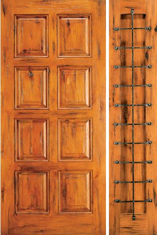 WDMA 50x80 Door (4ft2in by 6ft8in) Exterior Knotty Alder Door with One Sidelight 8-Panel 1