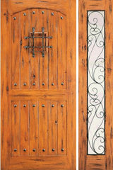 WDMA 50x80 Door (4ft2in by 6ft8in) Exterior Knotty Alder Door with One Sidelight External Speakeasy 1