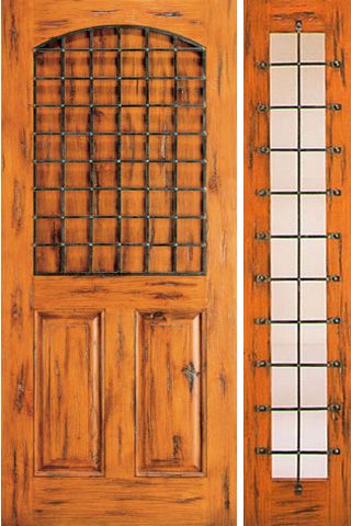 WDMA 50x80 Door (4ft2in by 6ft8in) Exterior Knotty Alder Door with One Sidelight 3-Panel 1