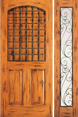 WDMA 50x80 Door (4ft2in by 6ft8in) Exterior Knotty Alder Door with One Sidelight 3-Panel 1