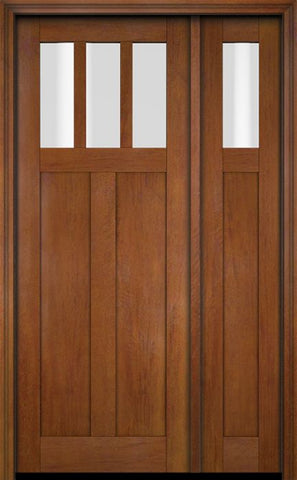 WDMA 51x80 Door (4ft3in by 6ft8in) Exterior Swing Mahogany 3 Horizontal Lite Craftsman Single Entry Door Sidelight 4