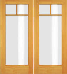 WDMA 52x96 Door (4ft4in by 8ft) Exterior Swing Pine Wood Full Lite Craftsman Arts and Craft Double Door 1