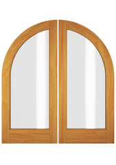 WDMA 52x96 Door (4ft4in by 8ft) Exterior Swing Fir Wood Full Lite Round Lite / Round Top Lite Double Door 1