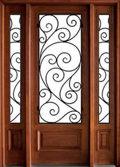 WDMA 52x96 Door (4ft4in by 8ft) Exterior Mahogany Wakefield Impact Single Door/2Sidelight w Burlwood Iron 1