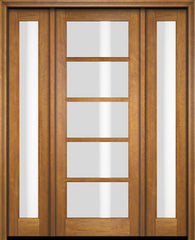 WDMA 52x96 Door (4ft4in by 8ft) Exterior Swing Mahogany 5 Lite TDL Single Entry Door Full Sidelights 1