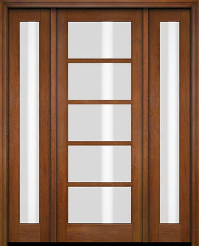 WDMA 52x96 Door (4ft4in by 8ft) Exterior Swing Mahogany 5 Lite TDL Single Entry Door Full Sidelights 4