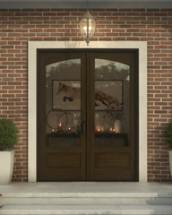 WDMA 52x96 Door (4ft4in by 8ft) Interior Swing Mahogany Double 3/4 Arch Lite Exterior or Door 5