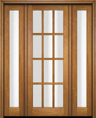 WDMA 52x96 Door (4ft4in by 8ft) Exterior Swing Mahogany 12 Lite TDL Single Entry Door Full Sidelights 1