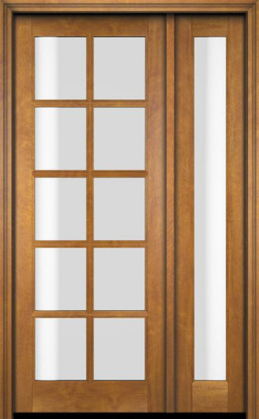 WDMA 52x96 Door (4ft4in by 8ft) Exterior Swing Mahogany 10 Lite TDL Single Entry Door Full Sidelight 1