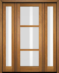 WDMA 52x96 Door (4ft4in by 8ft) Exterior Swing Mahogany 3 Lite Windermere Shaker Single Entry Door Sidelights 1