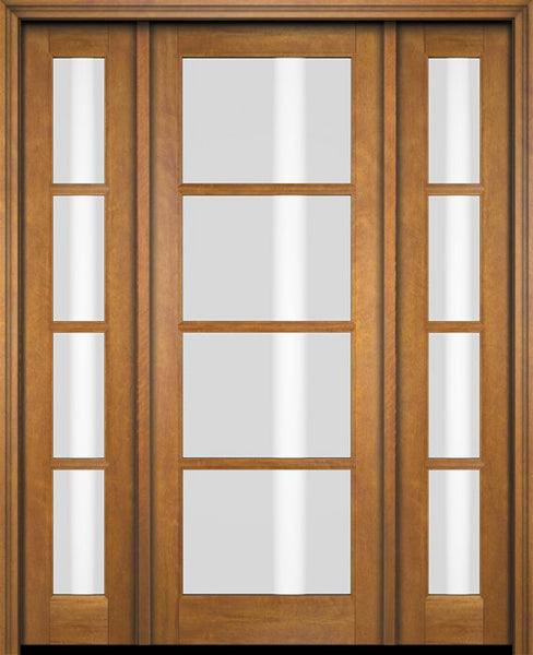 WDMA 52x96 Door (4ft4in by 8ft) Exterior Swing Mahogany 4 Lite TDL Single Entry Door Sidelights 1