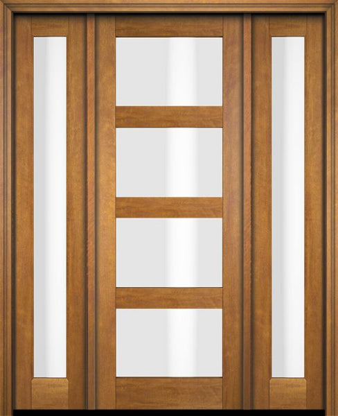 WDMA 52x96 Door (4ft4in by 8ft) Exterior Swing Mahogany Modern 4 Lite Shaker Single Entry Door Sidelights 1