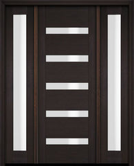 WDMA 52x96 Door (4ft4in by 8ft) Exterior Swing Mahogany Modern Slimlite 501 Shaker Single Entry Door Sidelights 2