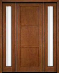 WDMA 52x96 Door (4ft4in by 8ft) Exterior Swing Mahogany 3 Panel Windermere Shaker Single Entry Door Sidelights 4