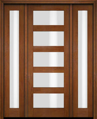 WDMA 52x96 Door (4ft4in by 8ft) Exterior Swing Mahogany Modern 5 Lite Shaker Single Entry Door Sidelights 4