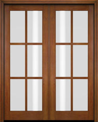 WDMA 52x96 Door (4ft4in by 8ft) French Swing Mahogany 6 Lite TDL Exterior or Interior Double Door 5