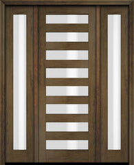 WDMA 52x96 Door (4ft4in by 8ft) Exterior Swing Mahogany Modern Slimlite Glass Shaker Single Entry Door Sidelights 3