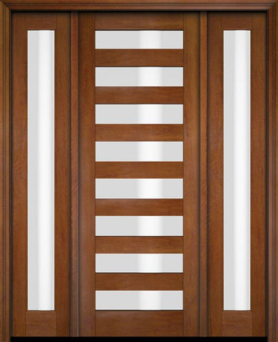 WDMA 52x96 Door (4ft4in by 8ft) Exterior Swing Mahogany Modern Slimlite Glass Shaker Single Entry Door Sidelights 4