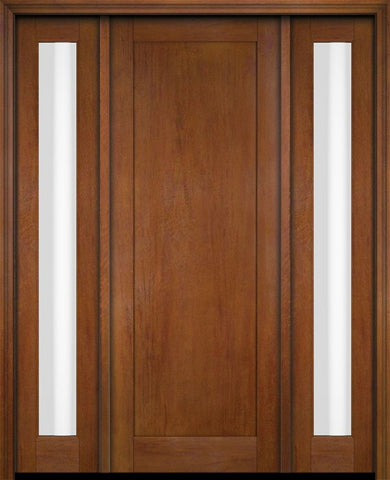 WDMA 52x96 Door (4ft4in by 8ft) Exterior Swing Mahogany Modern Full Flat Panel Shaker Single Entry Door Sidelights 4