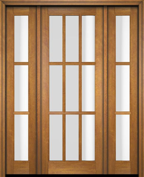 WDMA 52x96 Door (4ft4in by 8ft) Exterior Swing Mahogany 9 Lite TDL Single Entry Door Sidelights 1