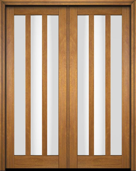 WDMA 52x96 Door (4ft4in by 8ft) Interior Swing Mahogany Modern Slim 3 Glass Shaker Exterior or Double DoorDoor 1