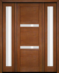 WDMA 52x96 Door (4ft4in by 8ft) Exterior Swing Mahogany 132 Windermere Shaker Single Entry Door Sidelights 4