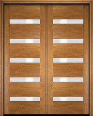 WDMA 52x96 Door (4ft4in by 8ft) Interior Swing Mahogany Modern Slimlite 501 Shaker Exterior or Double Door 2