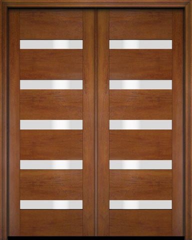 WDMA 52x96 Door (4ft4in by 8ft) Interior Swing Mahogany Modern Slimlite 501 Shaker Exterior or Double Door 5