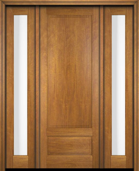 WDMA 52x96 Door (4ft4in by 8ft) Exterior Swing Mahogany 3/4 Raised Panel Solid Single Entry Door Sidelights 1