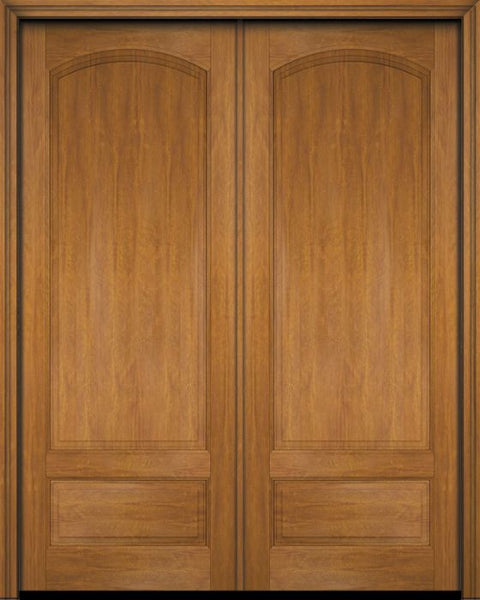 WDMA 52x96 Door (4ft4in by 8ft) Exterior Barn Mahogany 3/4 Arch Raised Panel Solid or Interior Double Door 1