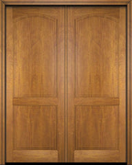 WDMA 52x96 Door (4ft4in by 8ft) Exterior Barn Mahogany 2 Raised Arch Panel Solid or Interior Double Door 1