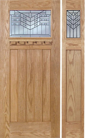 WDMA 54x80 Door (4ft6in by 6ft8in) Exterior Oak Biltmore Single Door/1side w/ E Glass 1