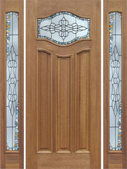 WDMA 54x80 Door (4ft6in by 6ft8in) Exterior Mahogany Wisteria Single Door/2side w/ Tiffany Glass 1