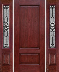 WDMA 54x80 Door (4ft6in by 6ft8in) Exterior Cherry Two Panel Single Entry Door Sidelights MD Glass 1