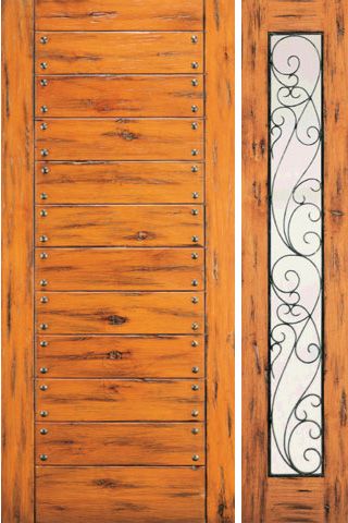 WDMA 54x80 Door (4ft6in by 6ft8in) Exterior Knotty Alder Door with One Sidelight Flush 1