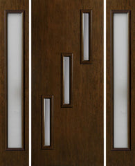 WDMA 54x80 Door (4ft6in by 6ft8in) Exterior Cherry Contemporary Three Slim Vertical Lite Single Entry Door Sidelights 1