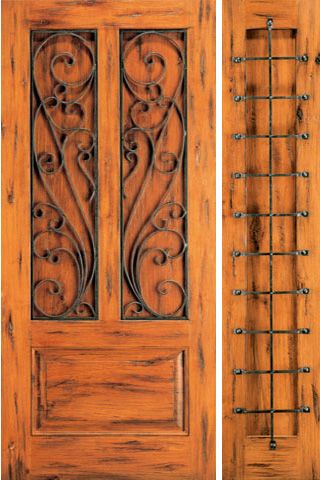 WDMA 54x80 Door (4ft6in by 6ft8in) Exterior Knotty Alder Door with One Sidelight 3-Panel 1