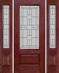 WDMA 54x80 Door (4ft6in by 6ft8in) Exterior Cherry 3/4 Lite 1 Panel Single Entry Door Sidelights MO Glass 1