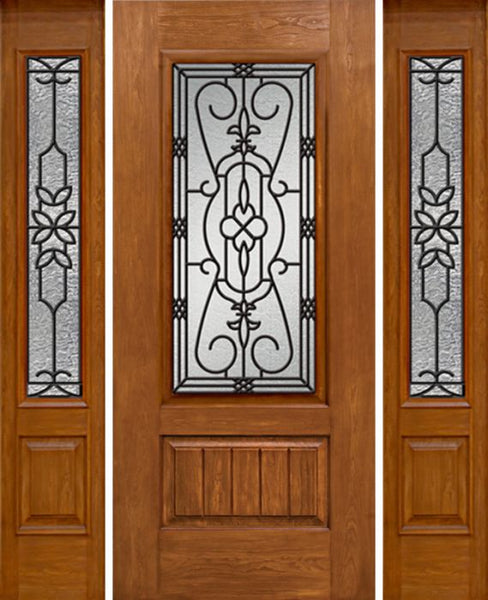 WDMA 54x80 Door (4ft6in by 6ft8in) Exterior Cherry Plank Panel 3/4 Lite Single Entry Door Sidelights 3/4 Lite w/ MD Glass 1