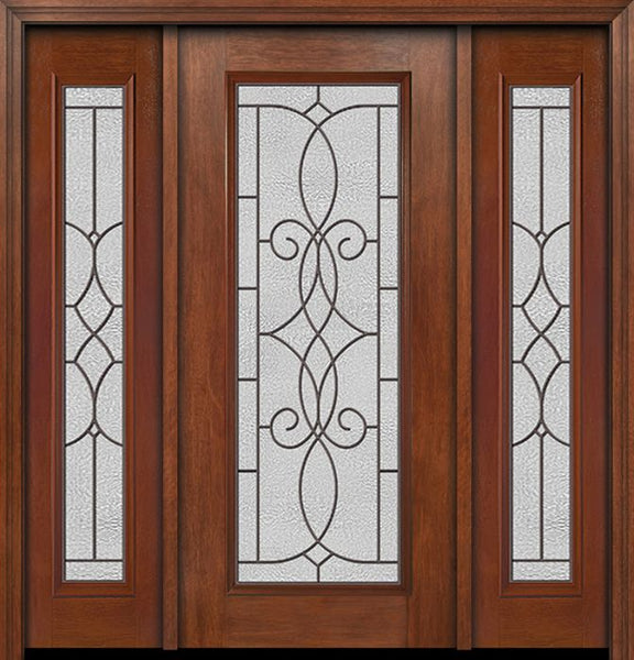 WDMA 54x80 Door (4ft6in by 6ft8in) Exterior Mahogany Full Lite Single Entry Door Sidelights Ashbury Glass 1