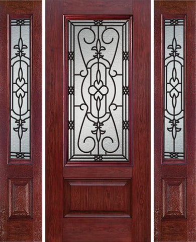 WDMA 54x80 Door (4ft6in by 6ft8in) Exterior Cherry 3/4 Lite 1 Panel Single Entry Door Sidelights JA Glass 1