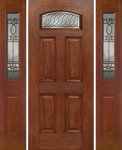 WDMA 54x80 Door (4ft6in by 6ft8in) Exterior Mahogany Camber Top Single Entry Door Sidelights PS Glass 1