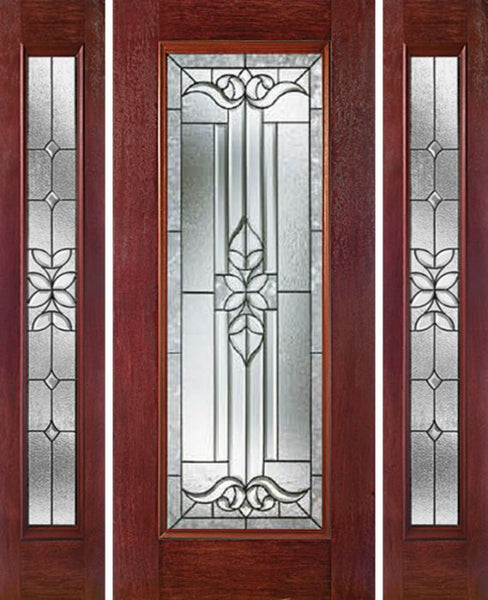 WDMA 54x80 Door (4ft6in by 6ft8in) Exterior Cherry Full Lite Single Entry Door Sidelights CD Glass 1