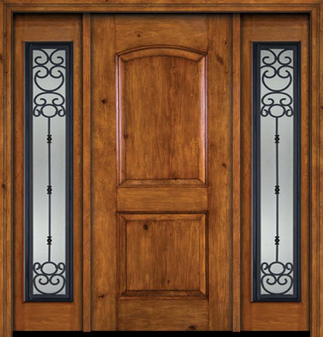 WDMA 54x80 Door (4ft6in by 6ft8in) Exterior Knotty Alder Alder Rustic Plain Panel Single Entry Door Sidelights Belle Meade Glass 1