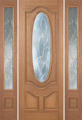 WDMA 54x96 Door (4ft6in by 8ft) Exterior Mahogany Carmel Single Door/2side w/ BO Glass - 8ft Tall 1