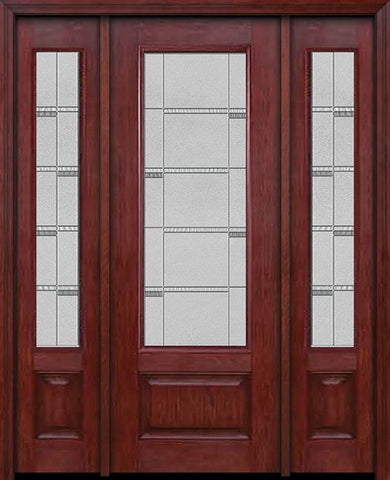 WDMA 54x96 Door (4ft6in by 8ft) Exterior Cherry 96in 3/4 Lite Single Entry Door Sidelights Crosswalk Glass 1