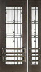 WDMA 54x96 Door (4ft6in by 8ft) Exterior Mahogany 2-1/4in Thick Door Sidelight Matte Glass Iron Work 1